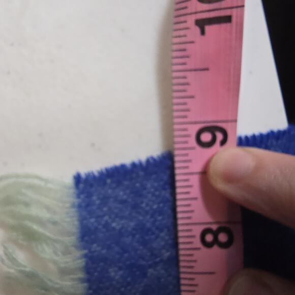 Scottish Wool Scarf Blue Multi Stripe Cozy Scotland 64" Long Colorblock Soft - Picture 7 of 8